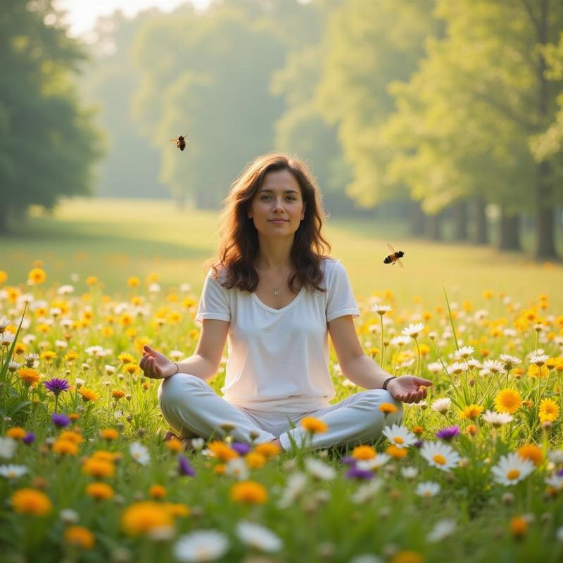 Woman meditating in nature