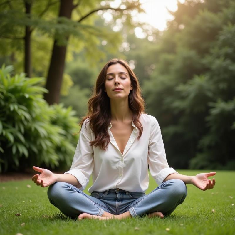 Woman meditating in peaceful setting