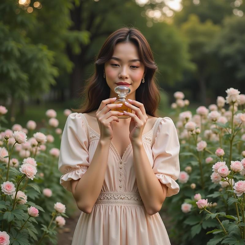 Woman Smelling Perfume