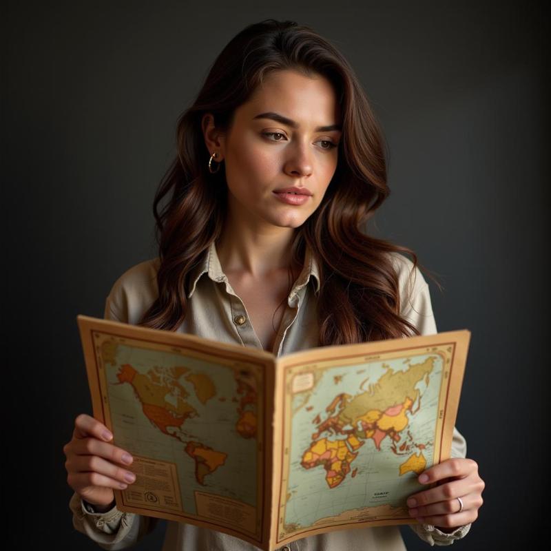 Woman staring at a map