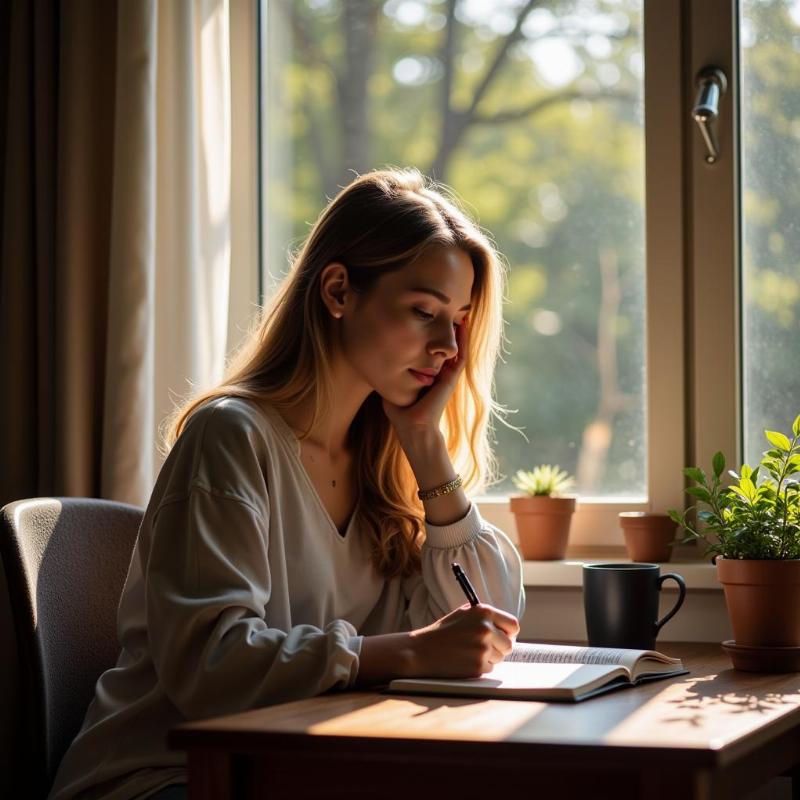 Woman writing in journal